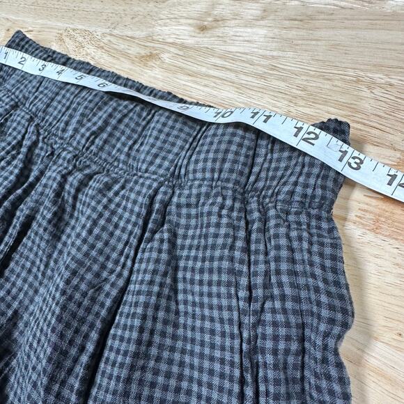 Eileen Fisher NWT Tapered Organic Linen Ankle Pants Black Gray Gingham Size XXS - Picture 9 of 12